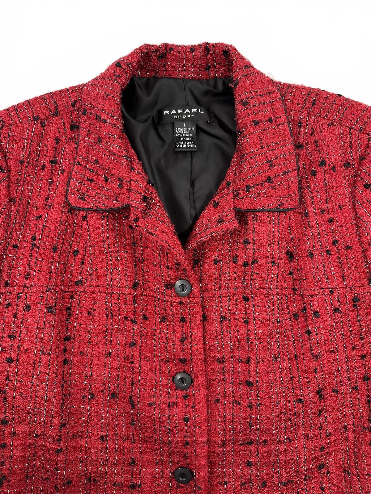 Rafael Red Tweed Jacket Classic Vintage Inspired Button Up