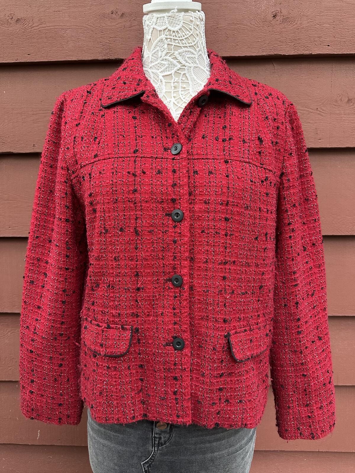 Rafael Red Tweed Jacket Classic Vintage Inspired Button Up