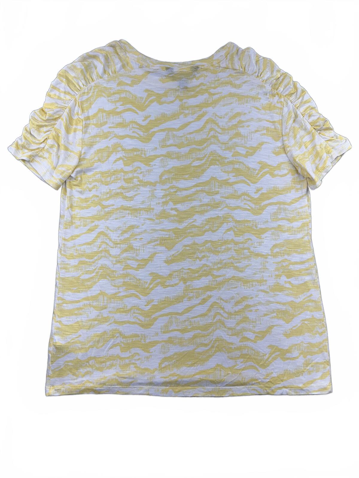 Simply Vera Vera Wang Yellow and White Patterned Short Sleeve Top