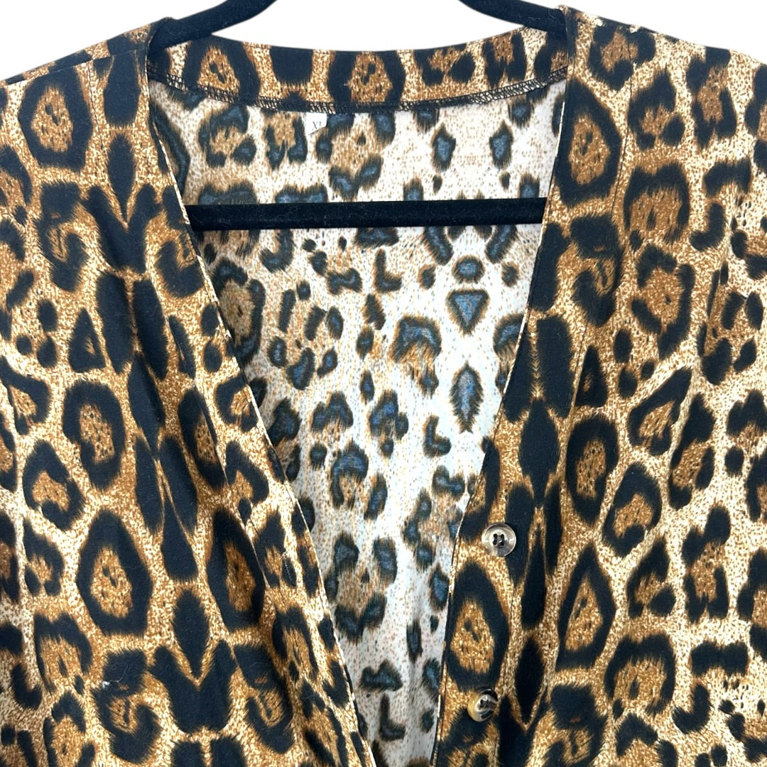 Leopard Print Button Up Cardigan