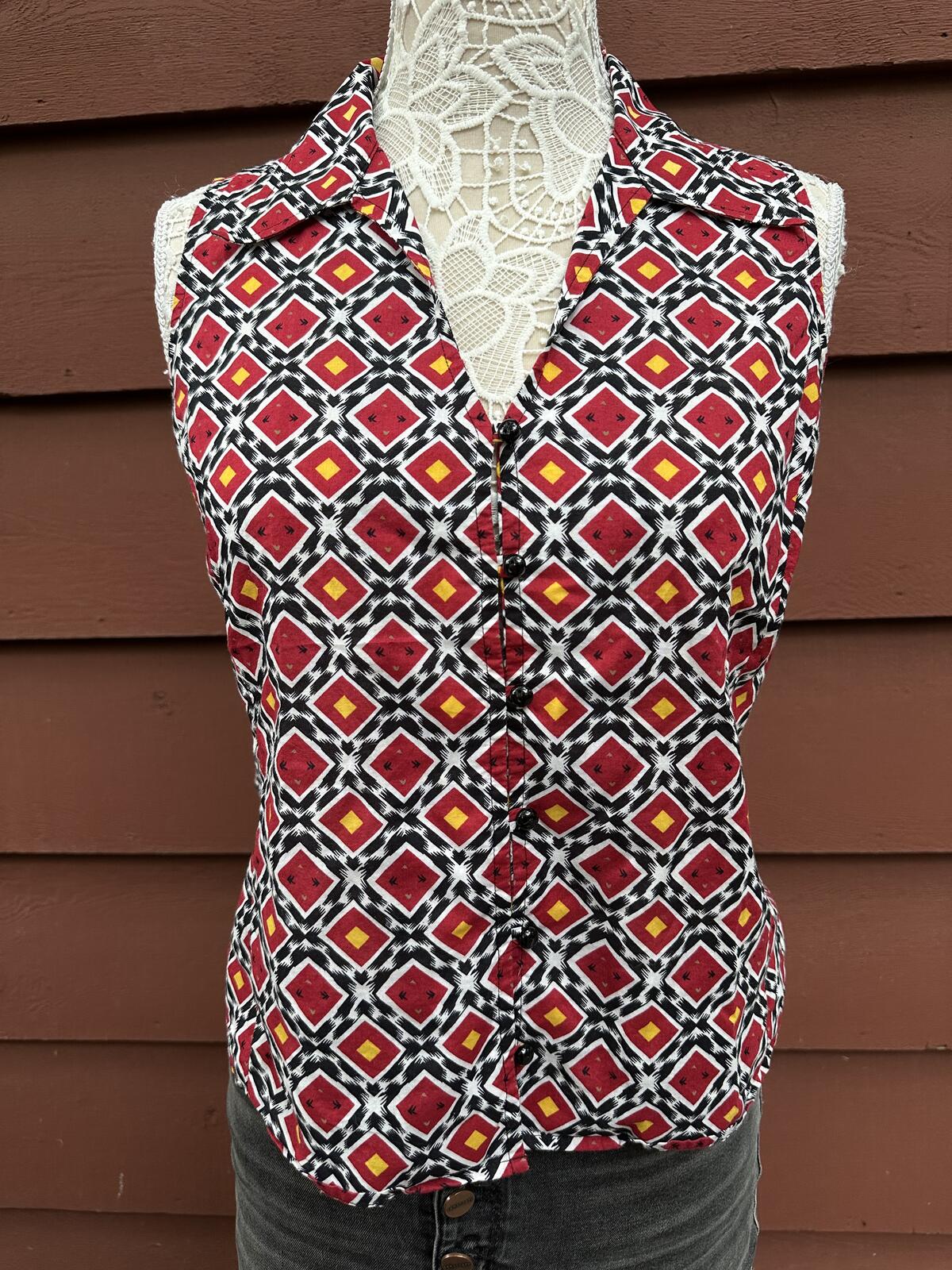 Jones New York Geometric Print Sleeveless Blouse
