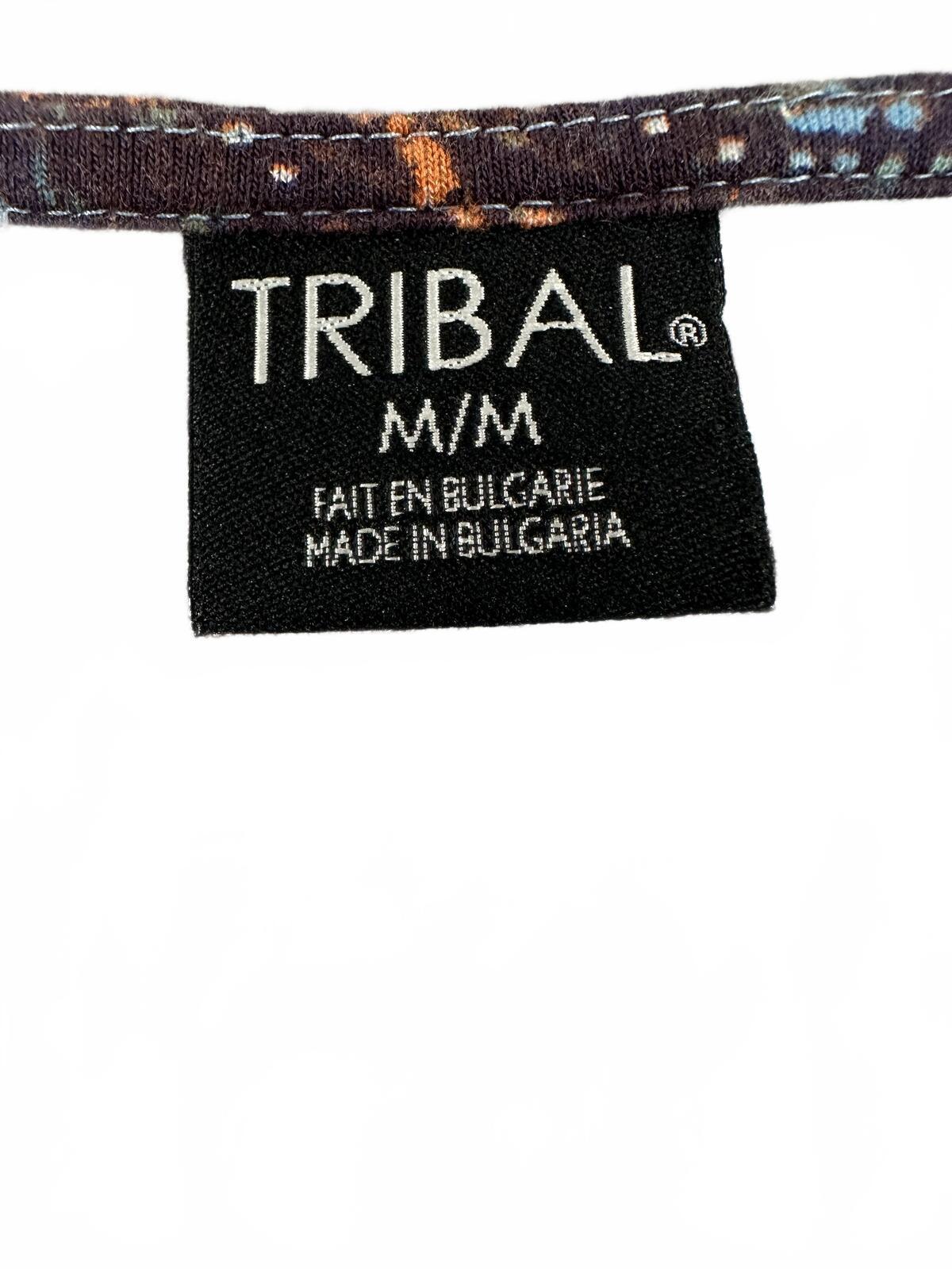 Tribal Sleeveless Floral Print Top Blue