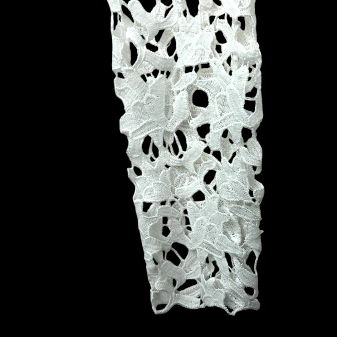 PRETTYGARDEN White Hallow Out Crochet Lace Long Sleeve High Low Tunic Top