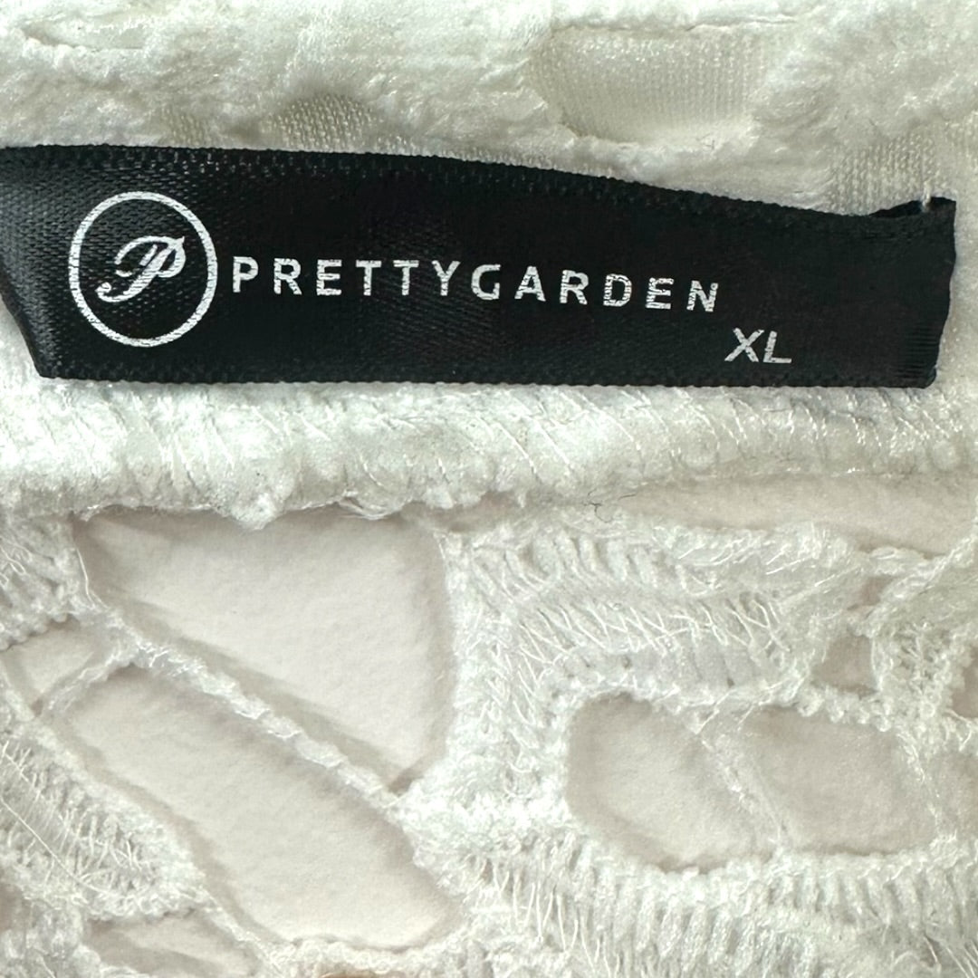PRETTYGARDEN White Hallow Out Crochet Lace Long Sleeve High Low Tunic Top