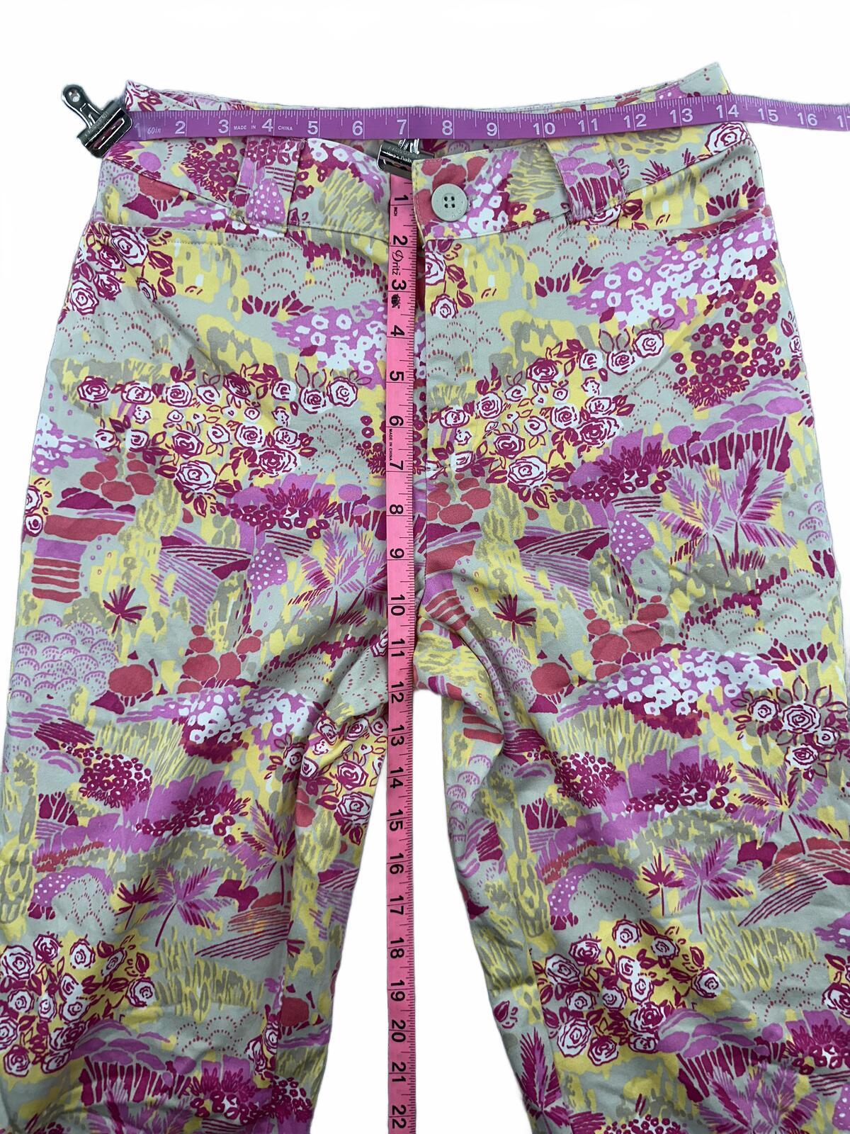 White Stag Floral Print Capri Pants Vibrant Pink Yellow