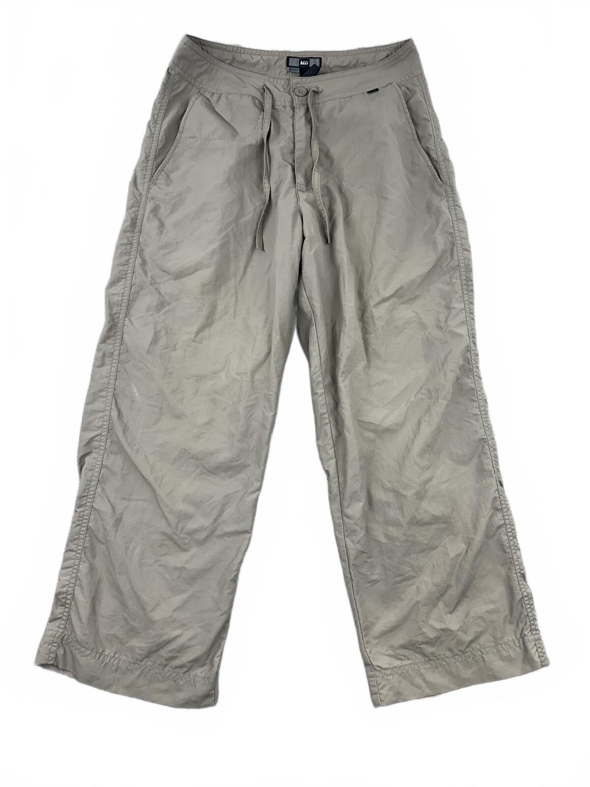 REI Casual Beige Drawstring Utility Pants with Buttoned Back Pocket