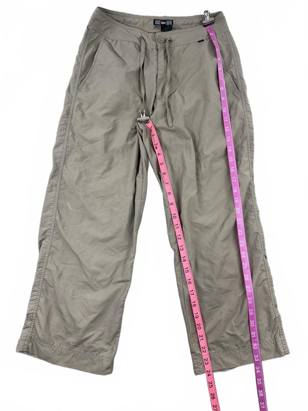 REI Casual Beige Drawstring Utility Pants with Buttoned Back Pocket