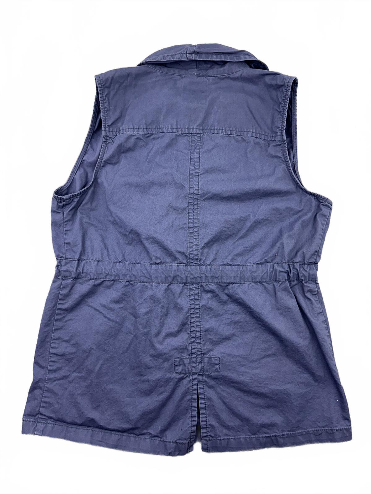 Me Jane Vintage Blue Utility Vest Casual Streetwear Cotton Drawstring
