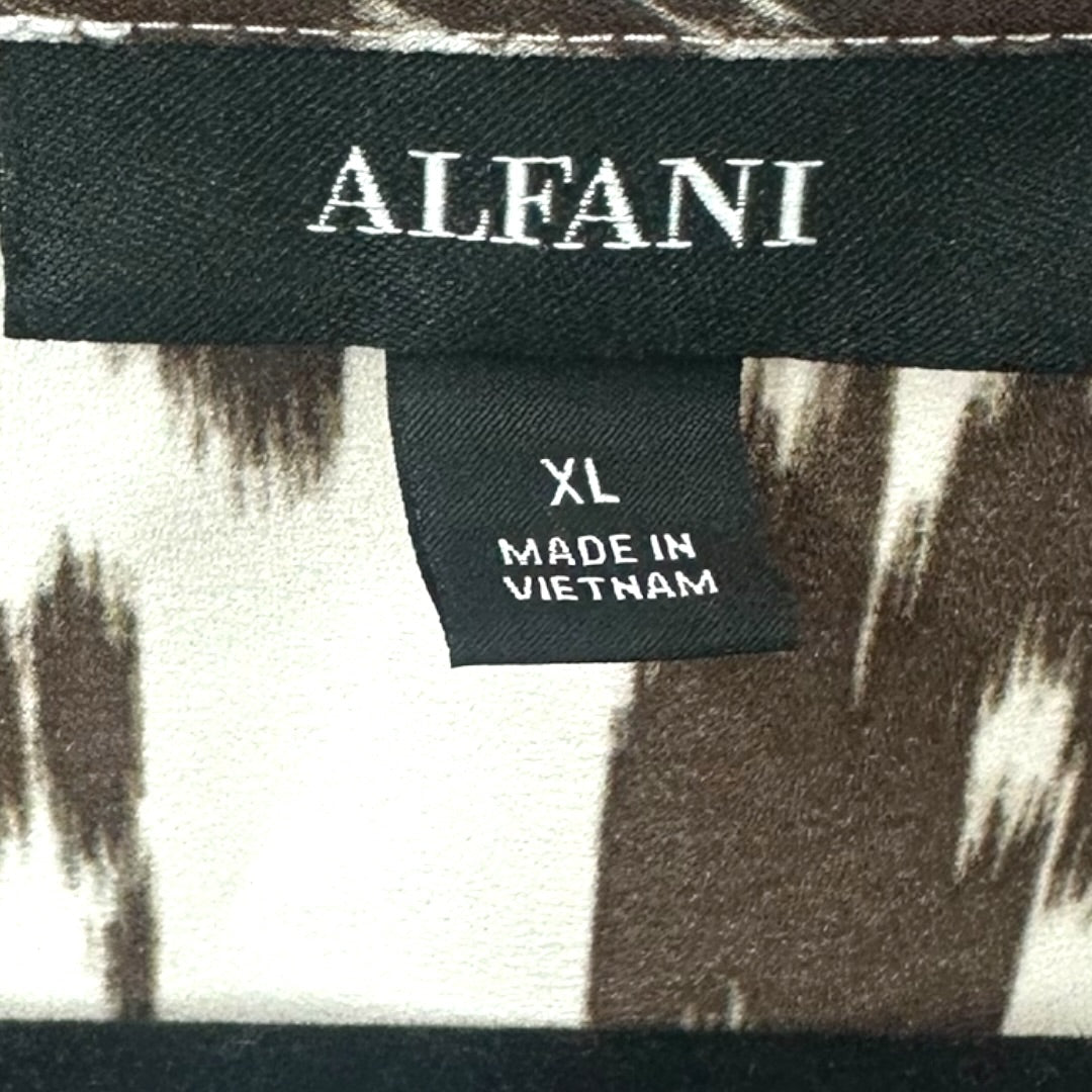 Alfani White and Brown Abstract Animal Print Blouse