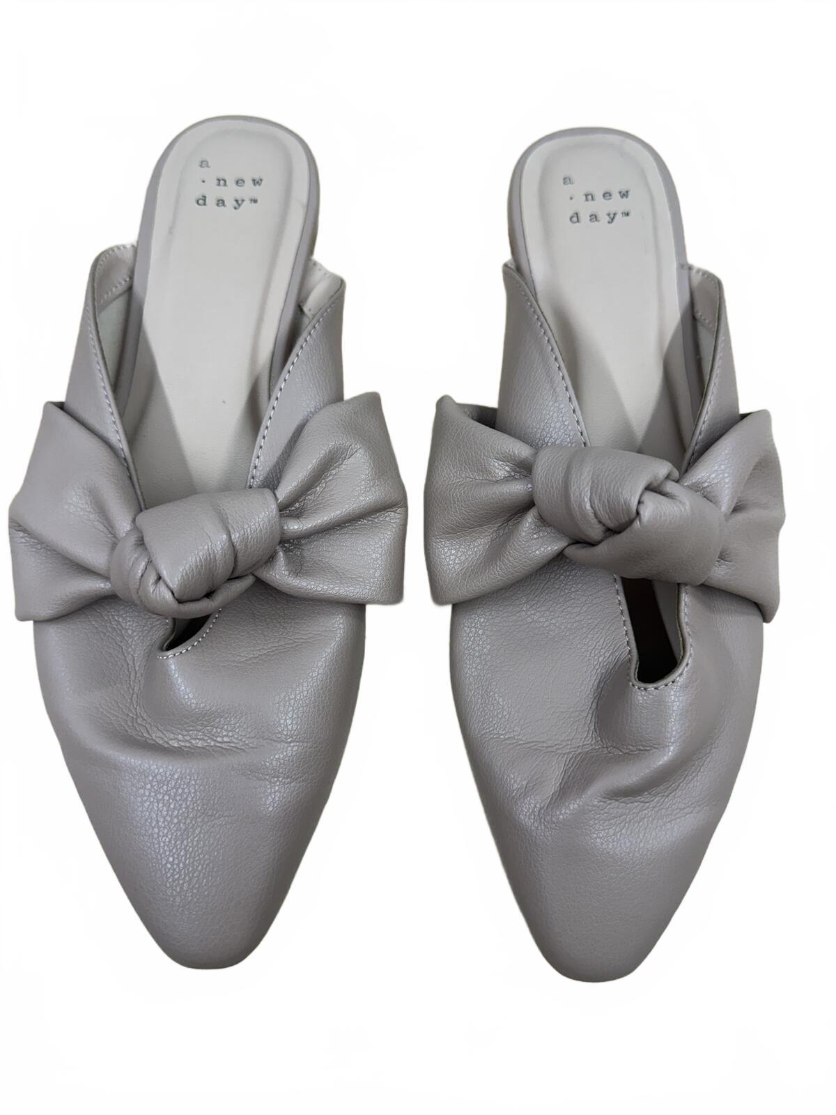 A New Day Taupe Slip On Flats with Bow Detail Minimalist Chic, Feminine Office