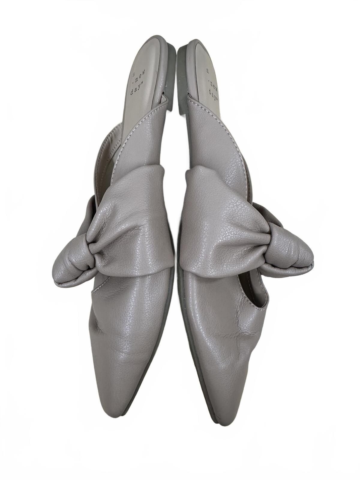 A New Day Taupe Slip On Flats with Bow Detail Minimalist Chic, Feminine Office