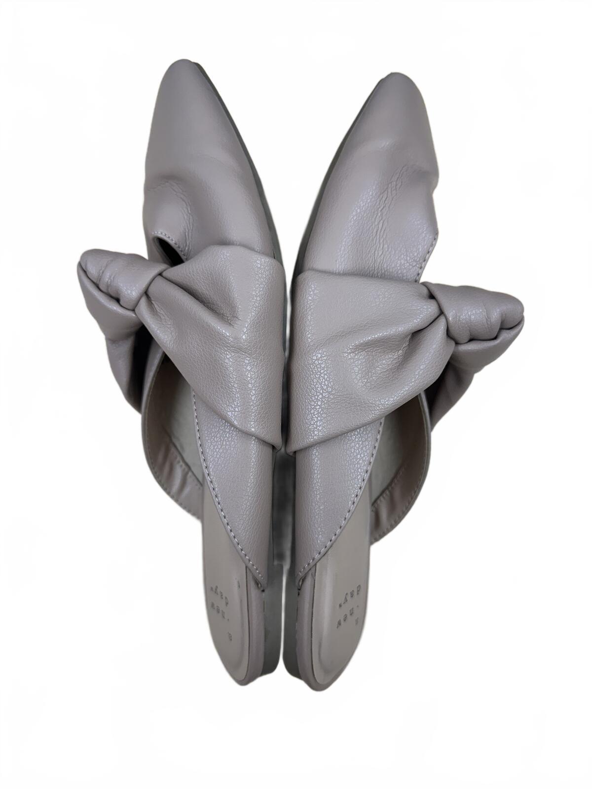 A New Day Taupe Slip On Flats with Bow Detail Minimalist Chic, Feminine Office