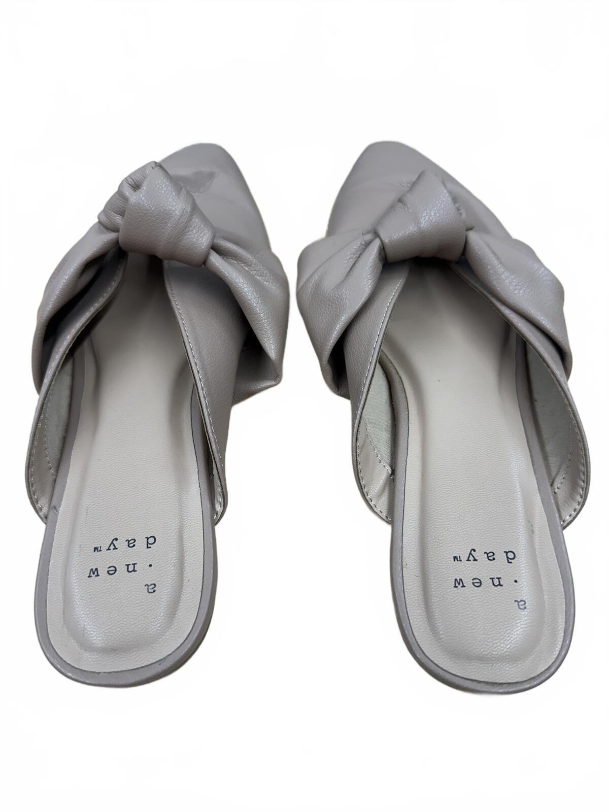 A New Day Taupe Slip On Flats with Bow Detail Minimalist Chic, Feminine Office