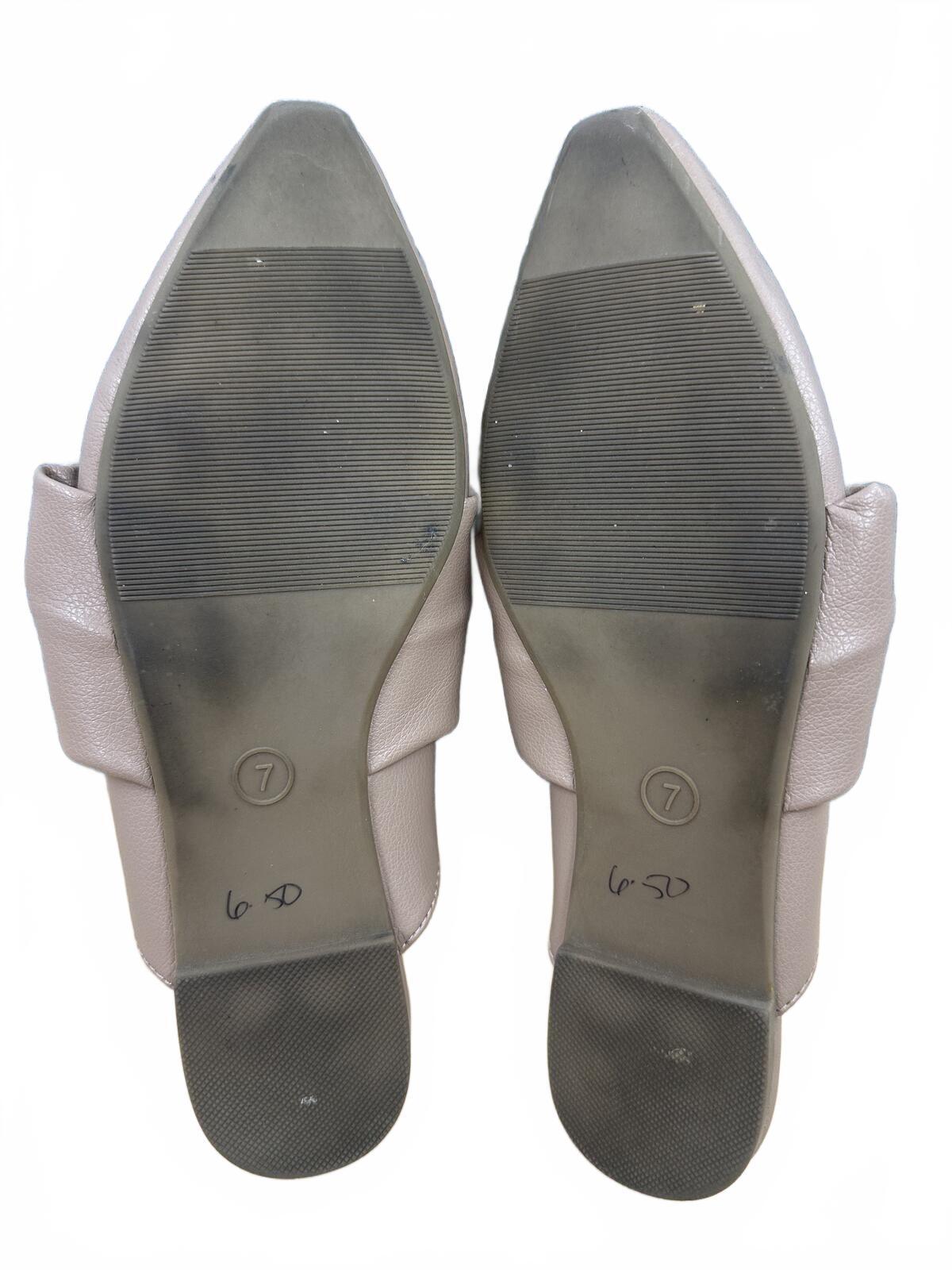 A New Day Taupe Slip On Flats with Bow Detail Minimalist Chic, Feminine Office