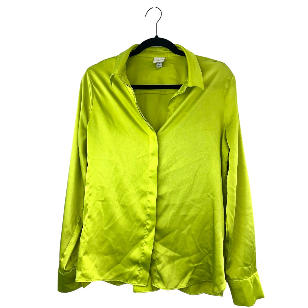 A New Day Chartreuse Satin Blouse