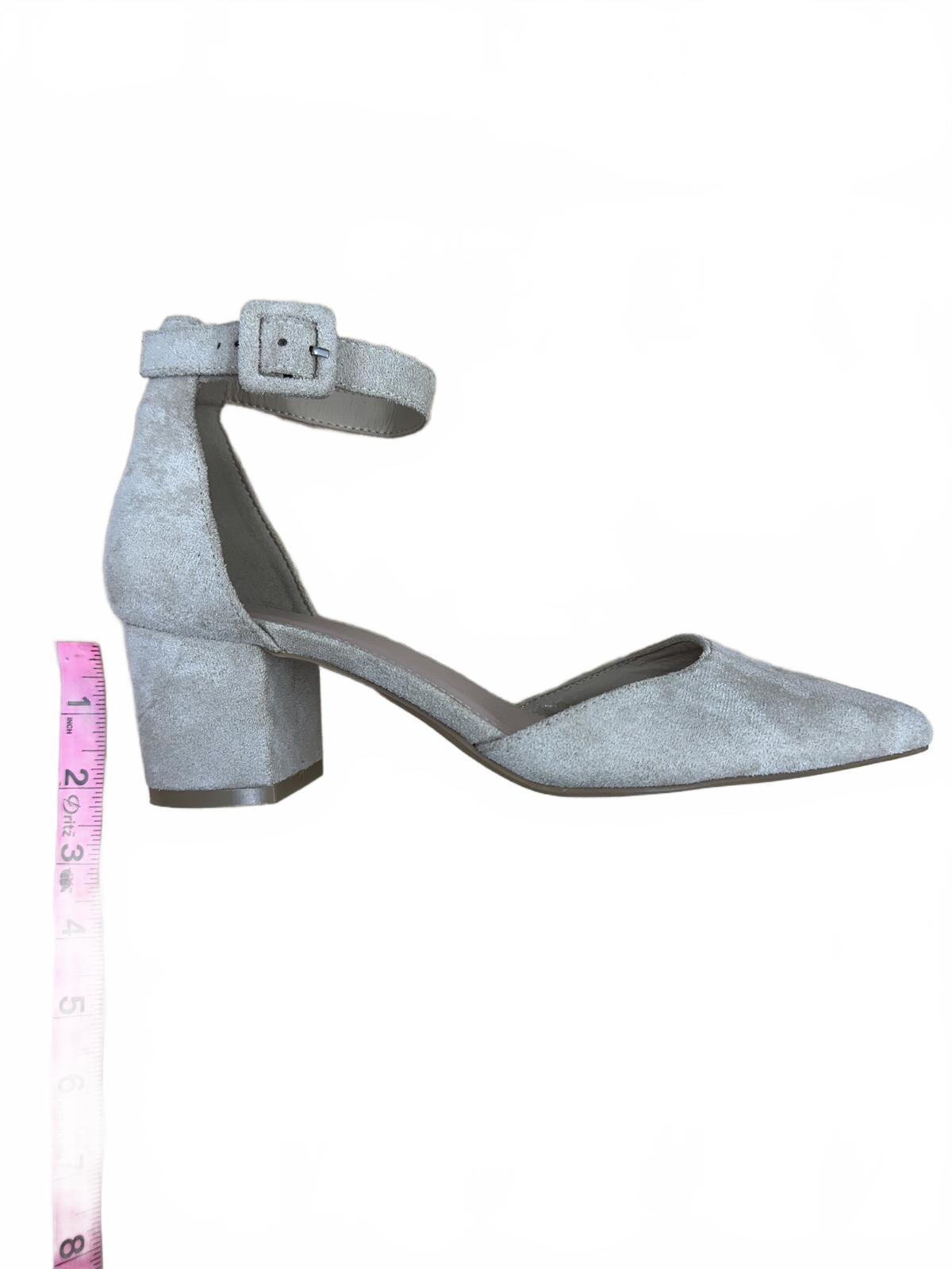 ZBY Beige Suede Ankle Strap Block Heel Pumps Minimalist Chic Comfortable