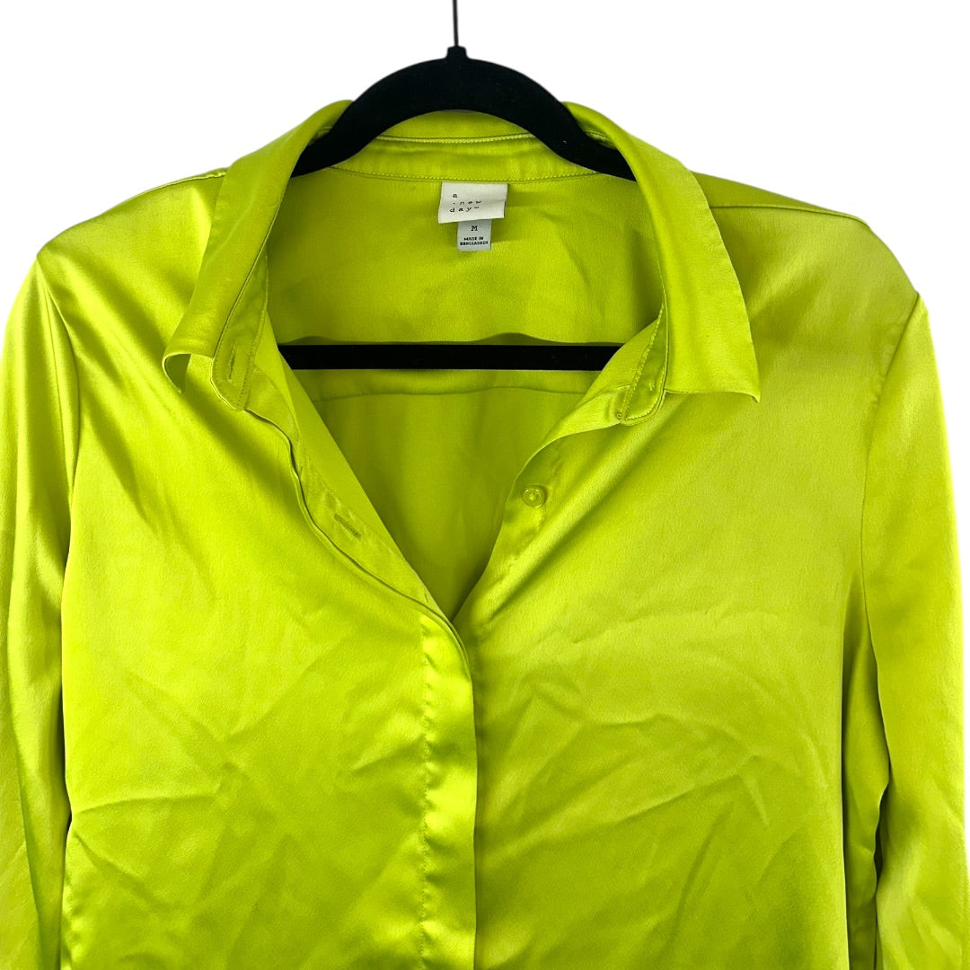 A New Day Chartreuse Satin Blouse