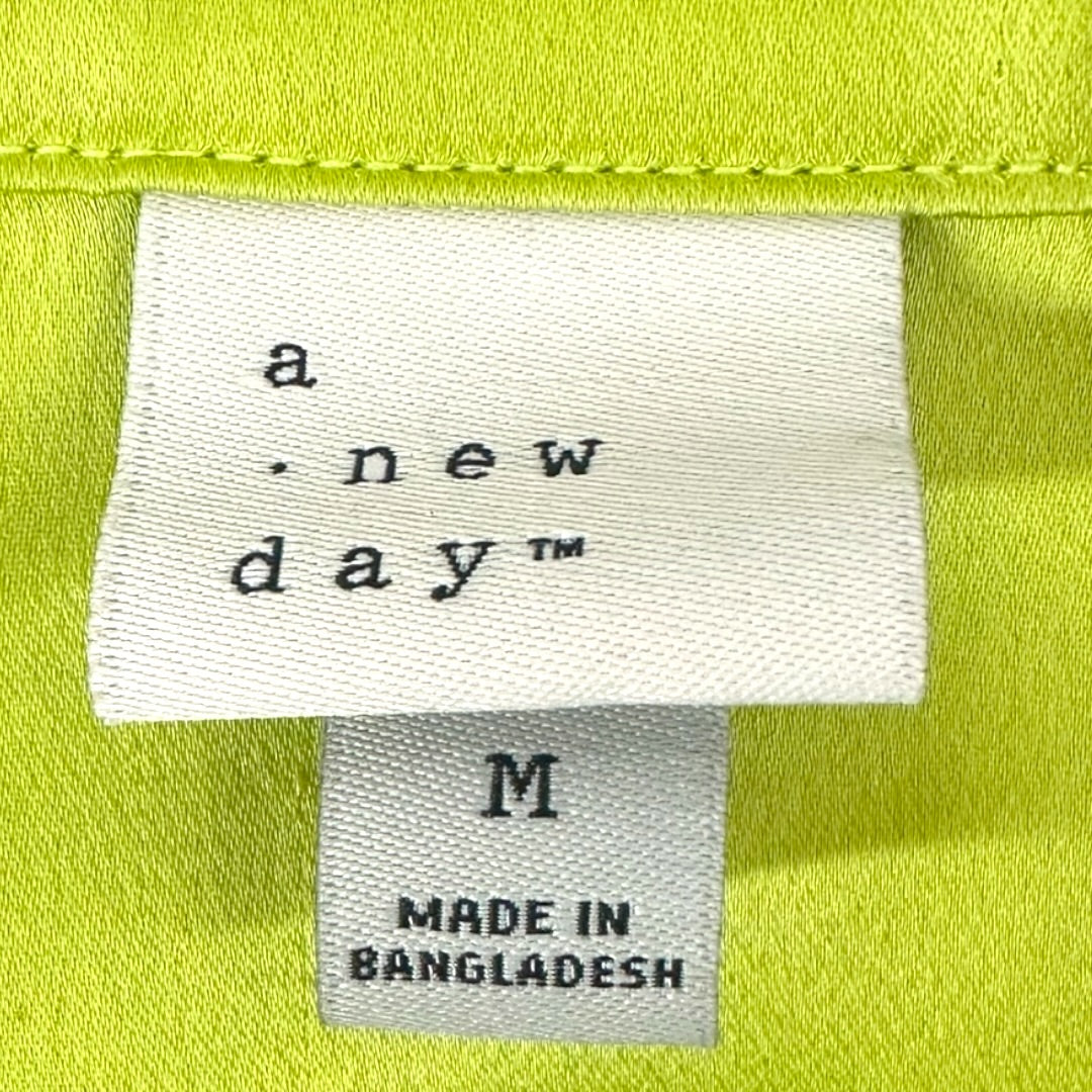 A New Day Chartreuse Satin Blouse