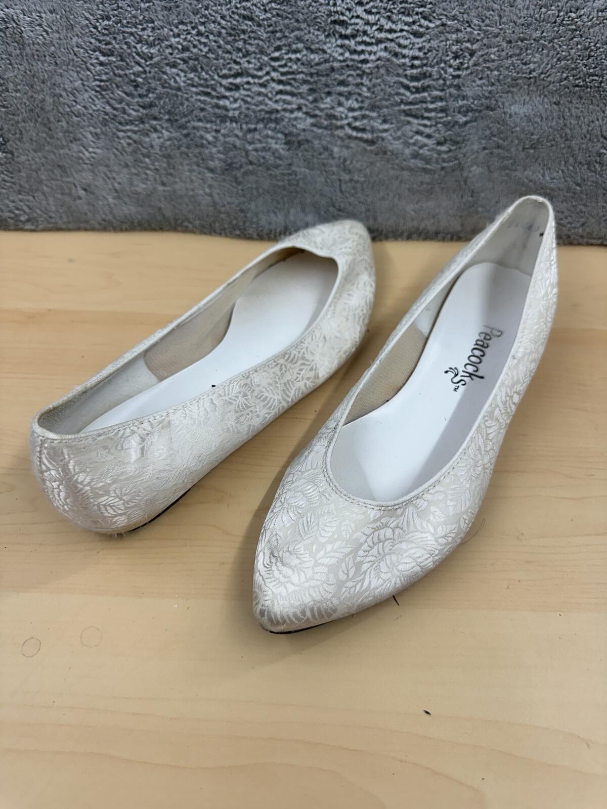 Peacocks Ivory Floral Embossed Ballet Flats Classic Feminine Casual Shoes