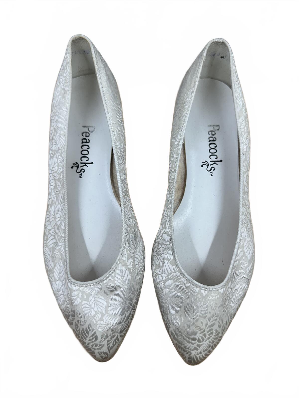 Peacocks Ivory Floral Embossed Ballet Flats Classic Feminine Casual Shoes