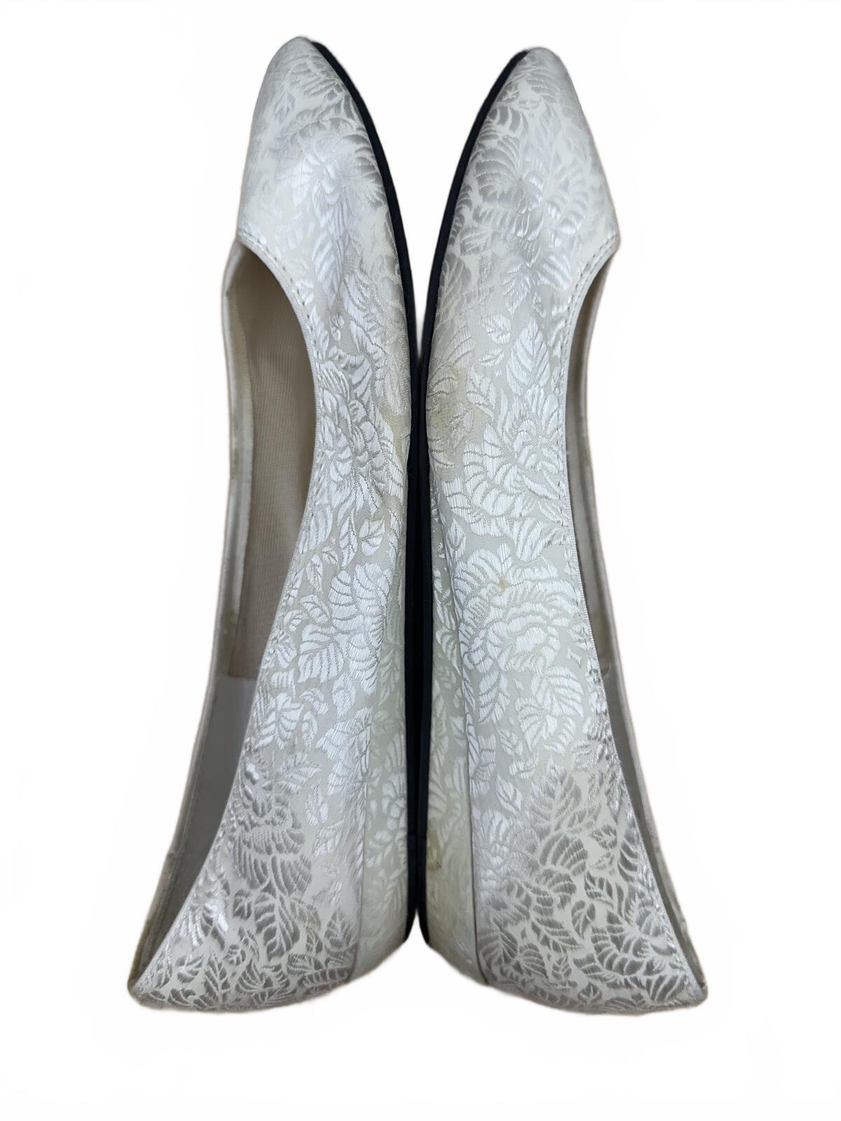 Peacocks Ivory Floral Embossed Ballet Flats Classic Feminine Casual Shoes