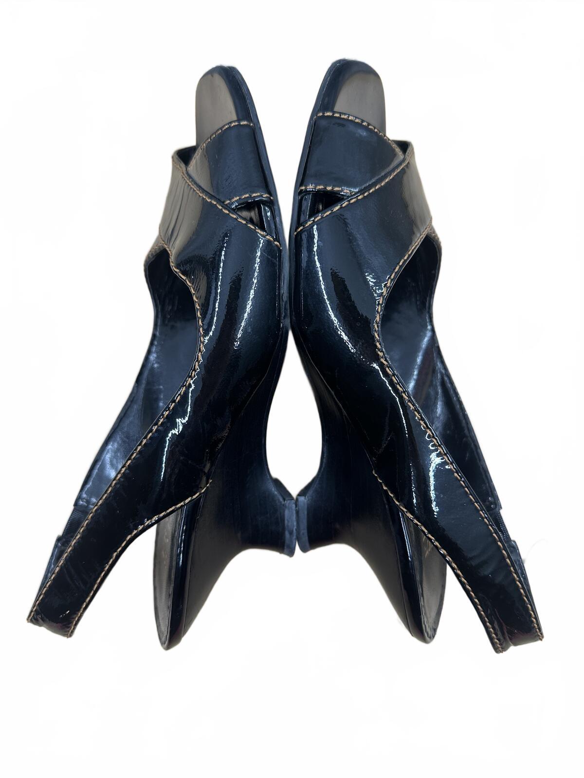 Franco Sarto Black Patent Leather Slingback Heels