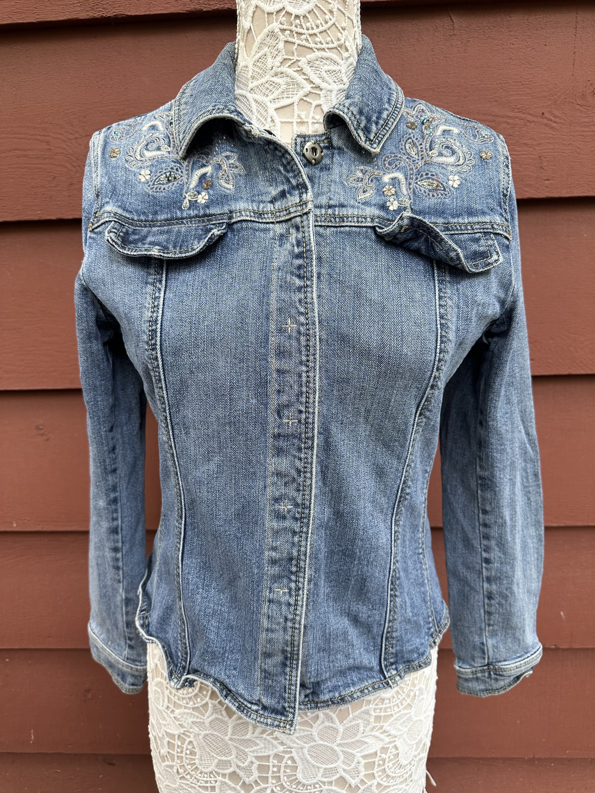 Willi Smith Embroidered Denim Jacket Bohemian Western Y2K