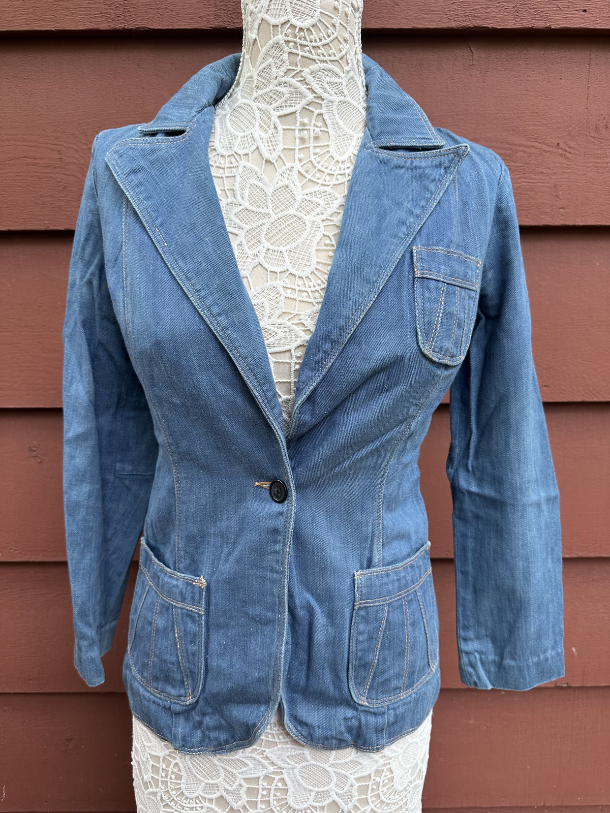 Vintage Whip-O-Will 1970s Denim Blazer Rockabilly Western Tailored Jacket