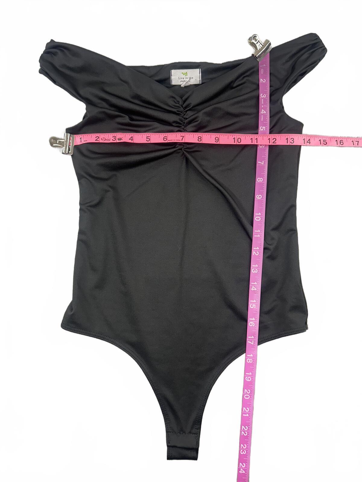 Living in the Moment Black Ruched Off Shoulder Bodysuit