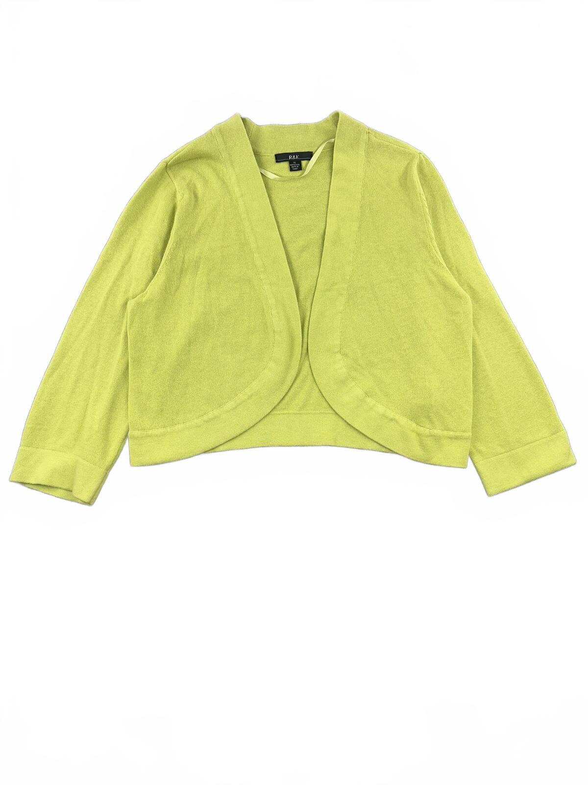 R&K Originals Lime Green Cropped Cardigan Sweater Fairycore Y2K Summer