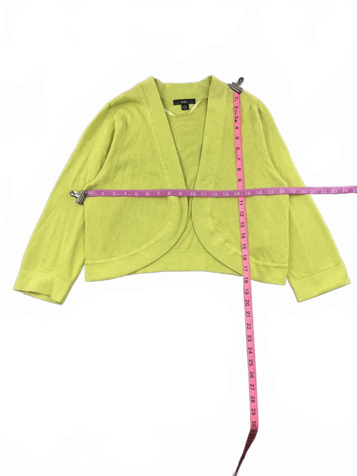 R&K Originals Lime Green Cropped Cardigan Sweater Fairycore Y2K Summer