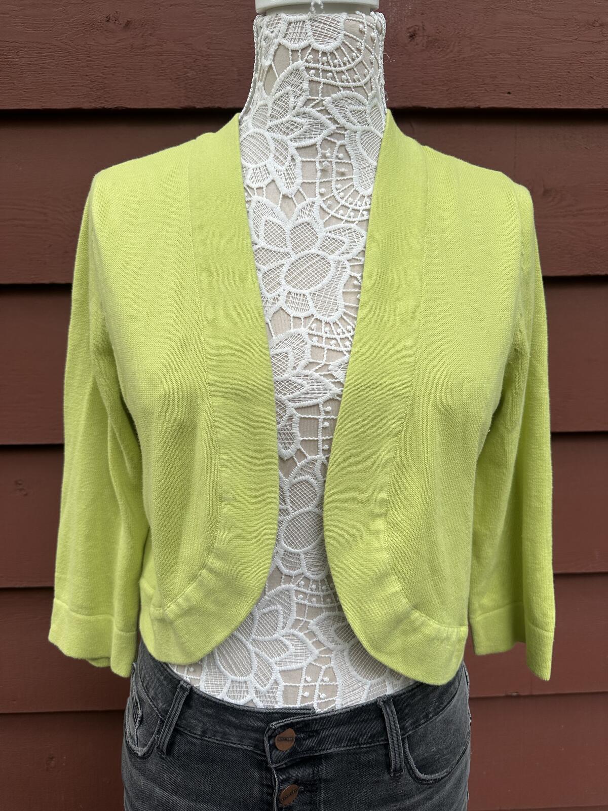 R&K Originals Lime Green Cropped Cardigan Sweater Fairycore Y2K Summer