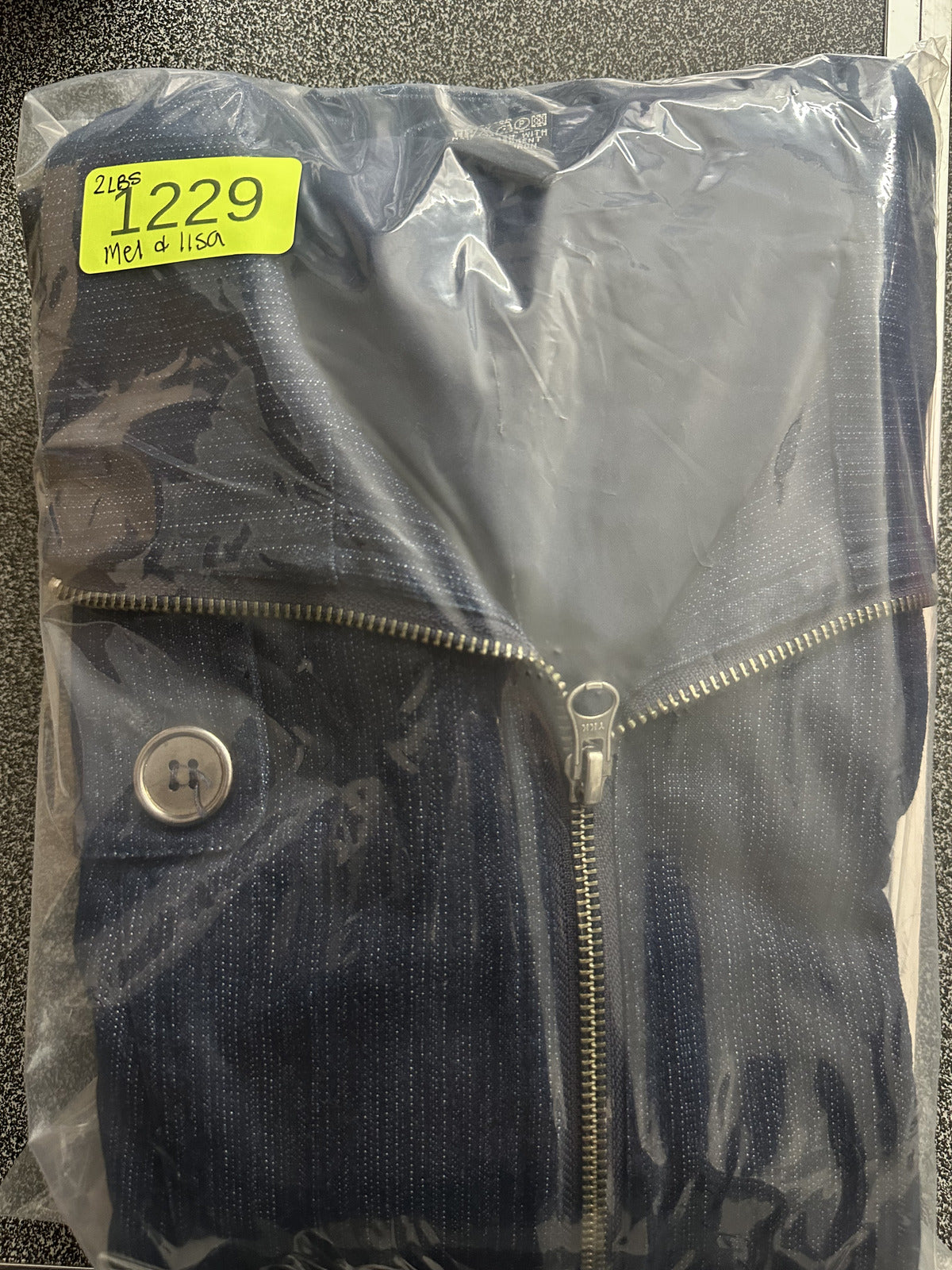 Mel & Lisa Dark Indigo Denim Utility Jacket Small Military Chic Y2K