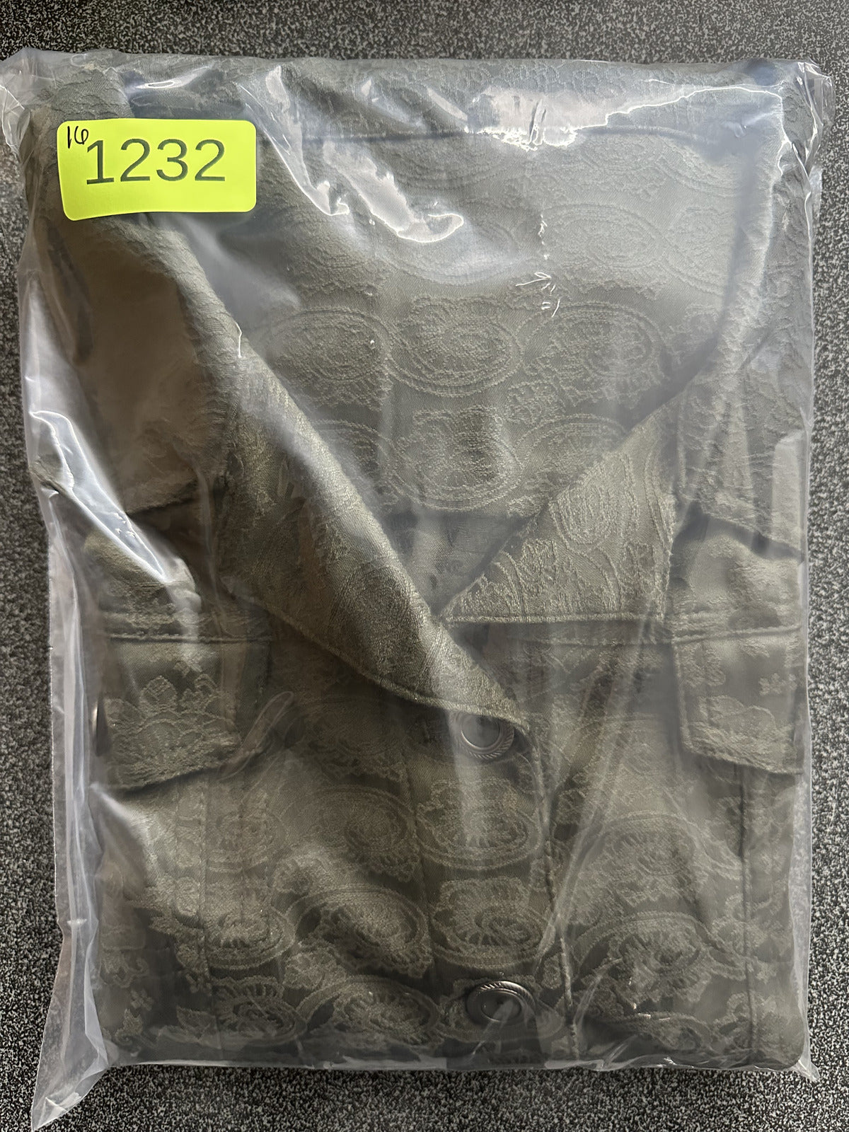 Olive Green Lace Textured Button Up Jacket