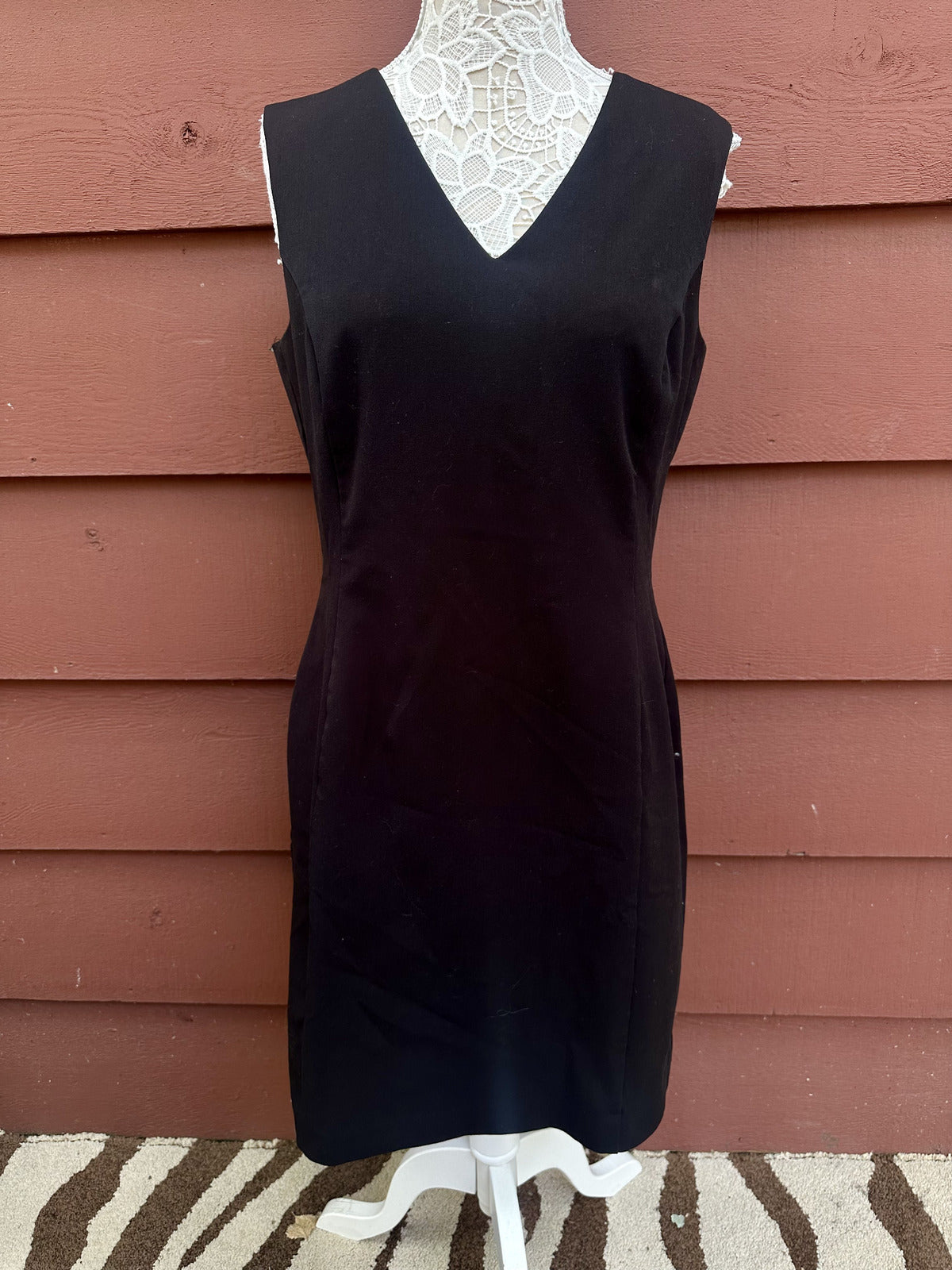 The Limited Stretch Black Sleeveless Sheath Dress V Neck Tailored