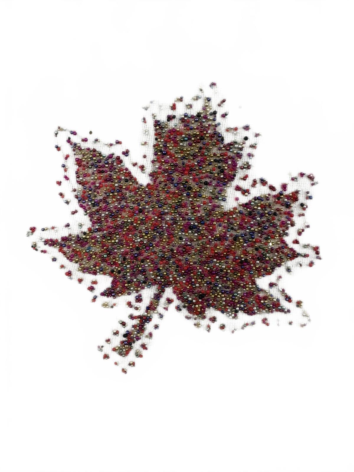 Farnas White Maple Leaf Embroidered Scarf