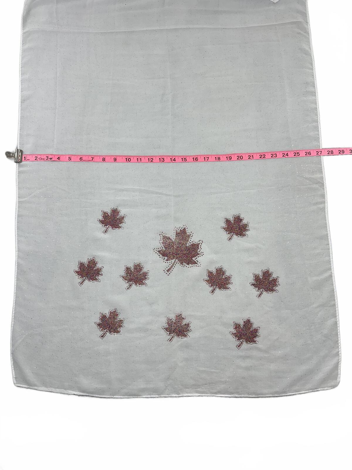 Farnas White Maple Leaf Embroidered Scarf