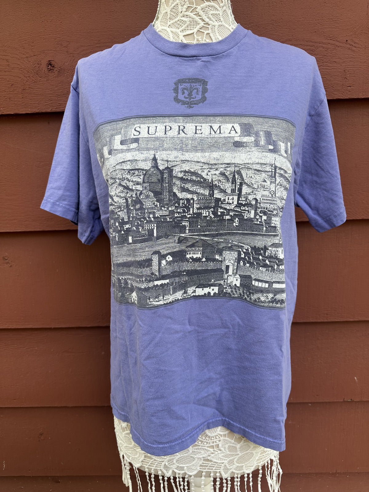Supreme Fiorenza Tee Light Purple Grey Cityscape Graphic Streetwear Shirt