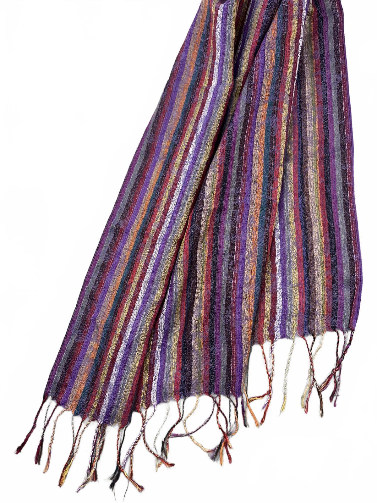 Striped Purple Multicolor Lightweight Scarf