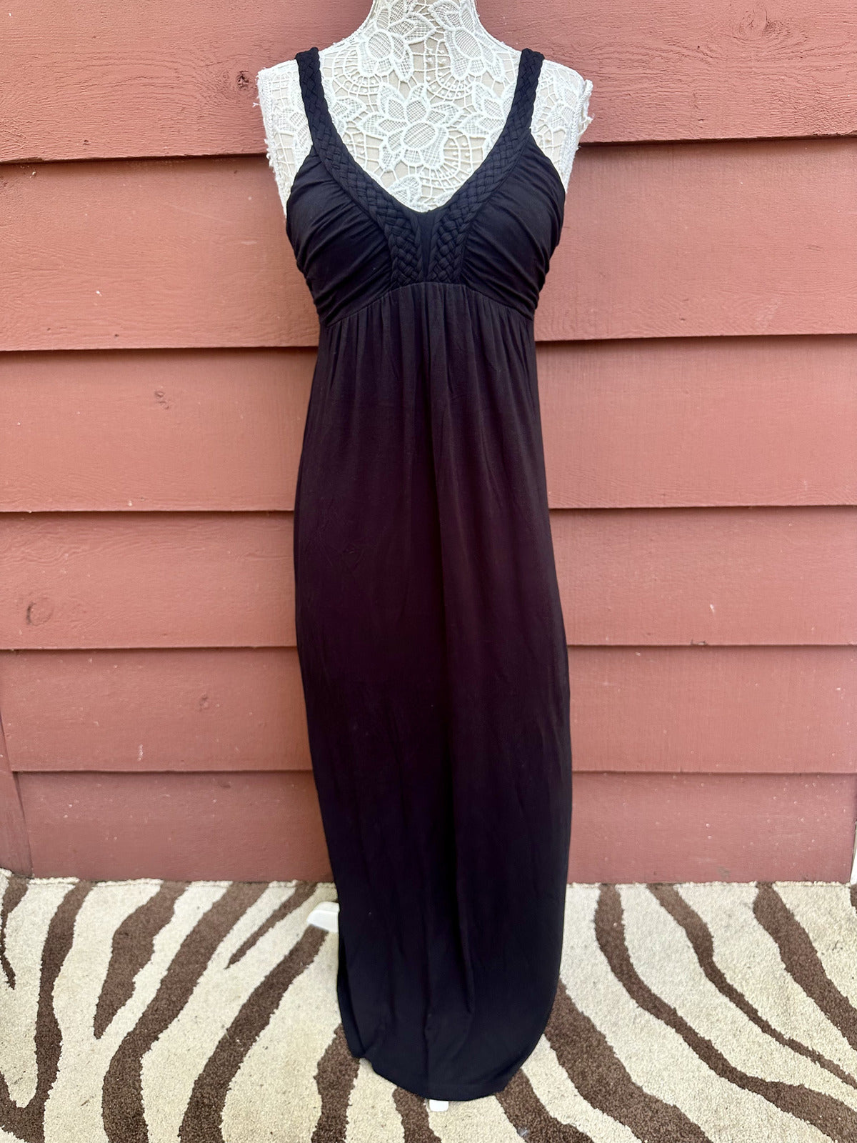 Design History Black Maxi Dress with Braided Straps Bohemian Y2K Fairycore