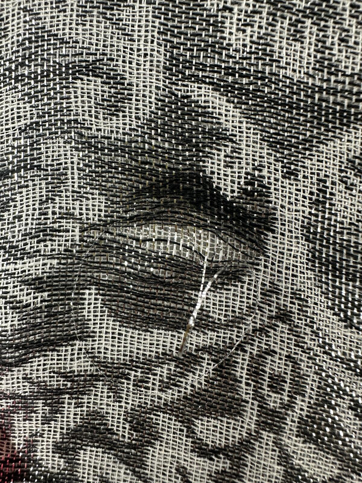 Gray Damask Pattern Scarf with Fringe