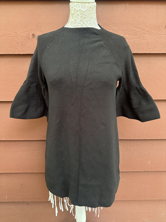 Anthropologie Moth Chester Bell Sleeve Sweater Dress Black Cozy Cottage