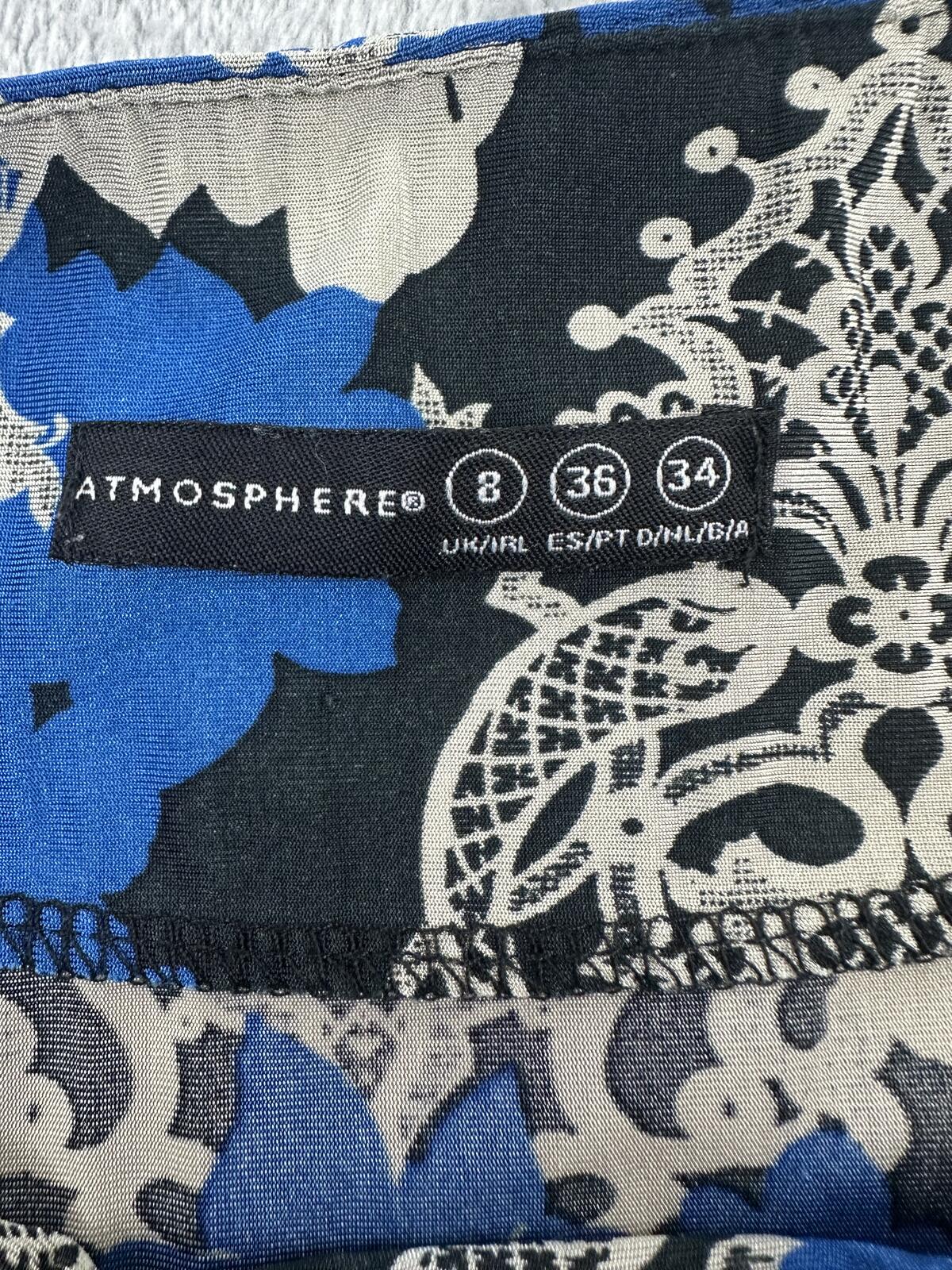 Atmosphere Blue Black Floral Damask Patterned Mini Dress