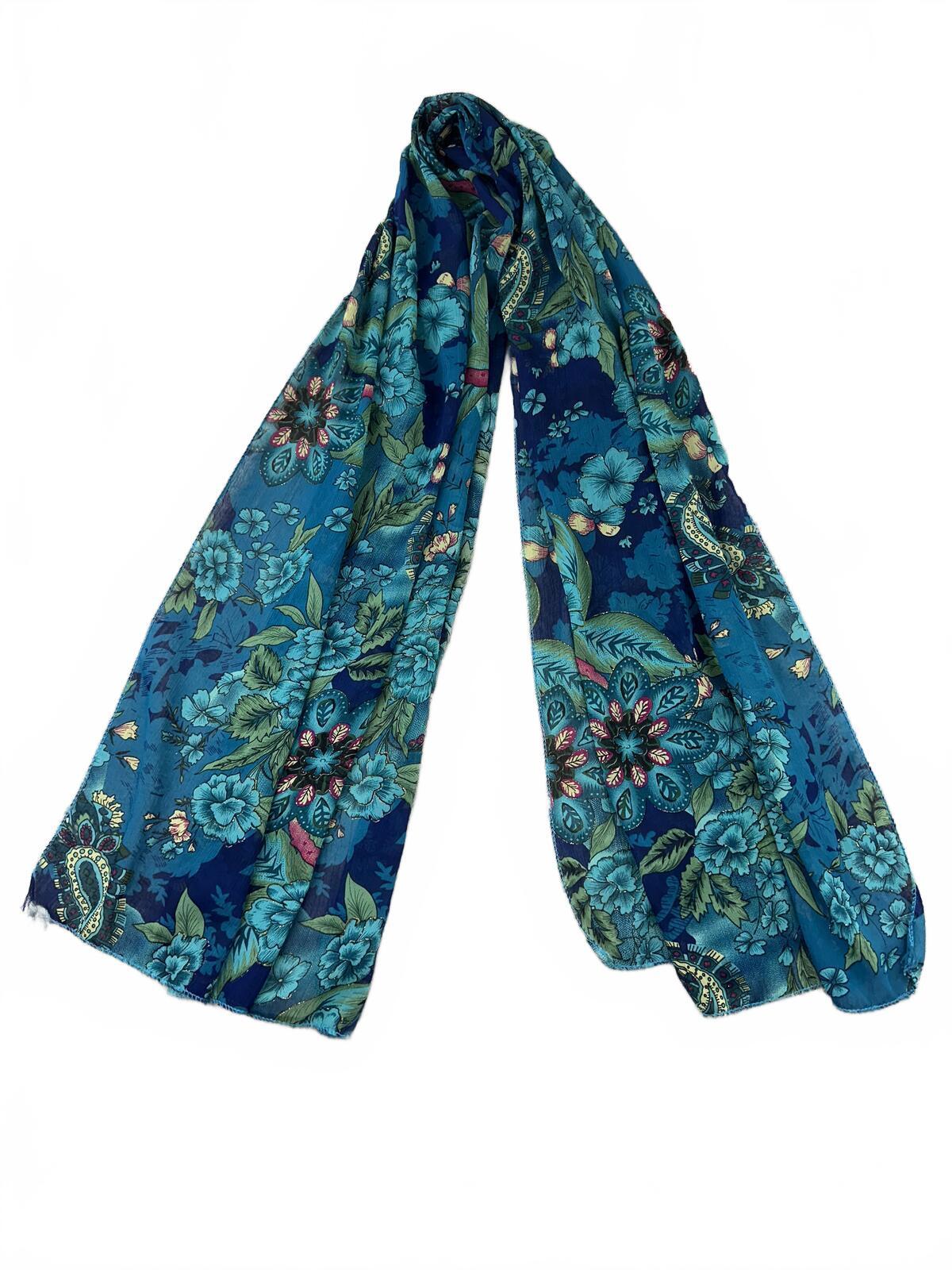Floral Blue Lightweight Scarf