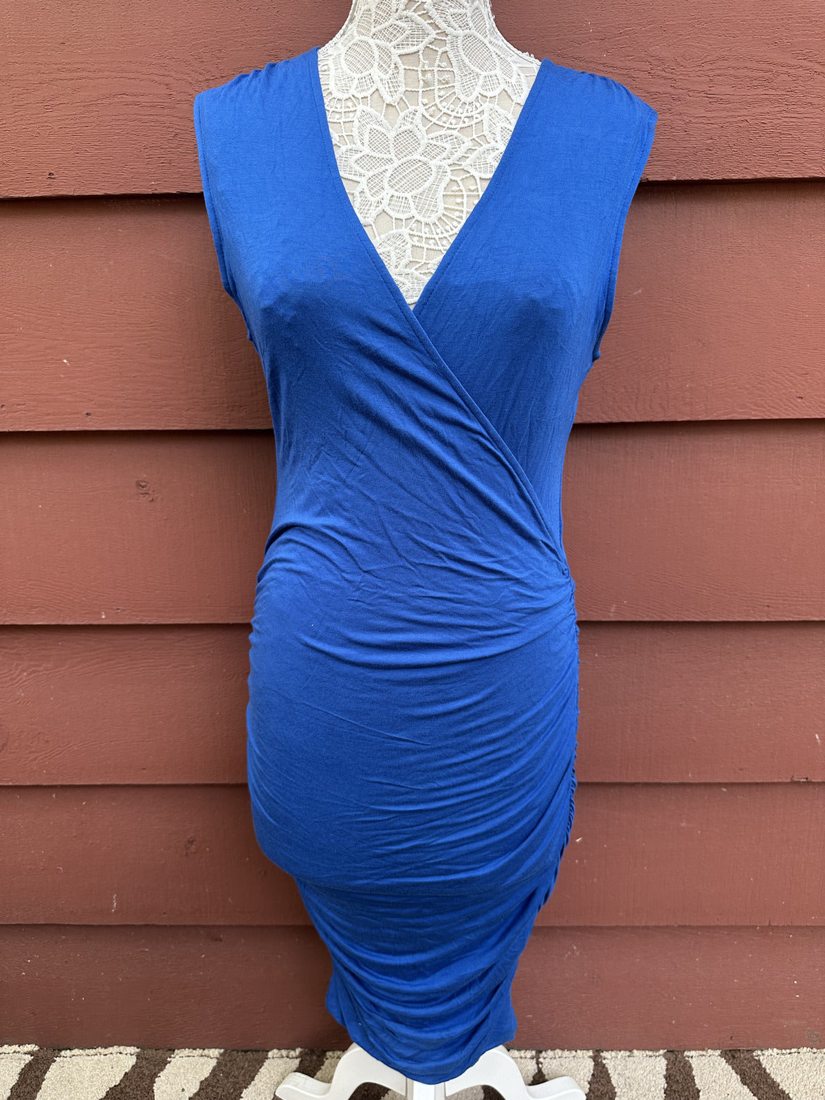Mossimo Royal Blue Ruched Bodycon Midi Dress