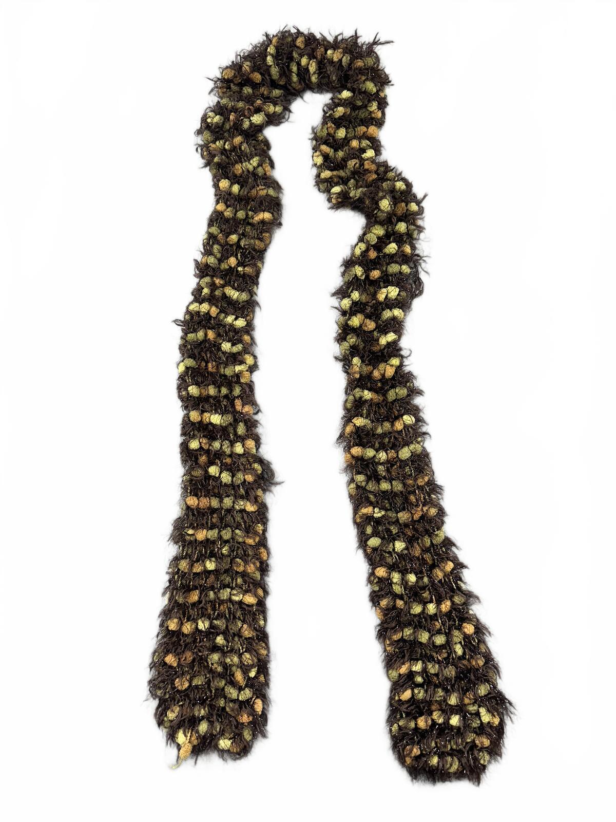 Handmade Chunky Textured Brown and Green Scarf