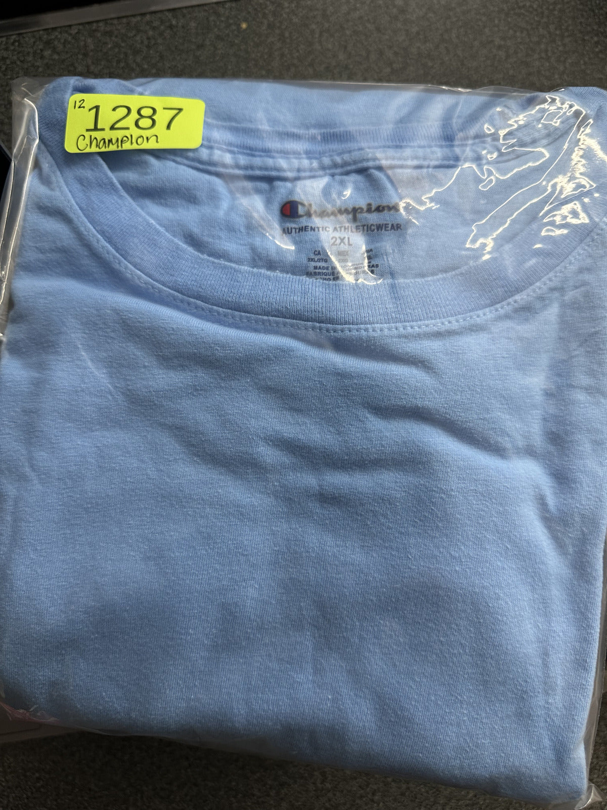 Champion Classic Light Blue Short Sleeve T Shirt Casual Streetwear Sporty Tee