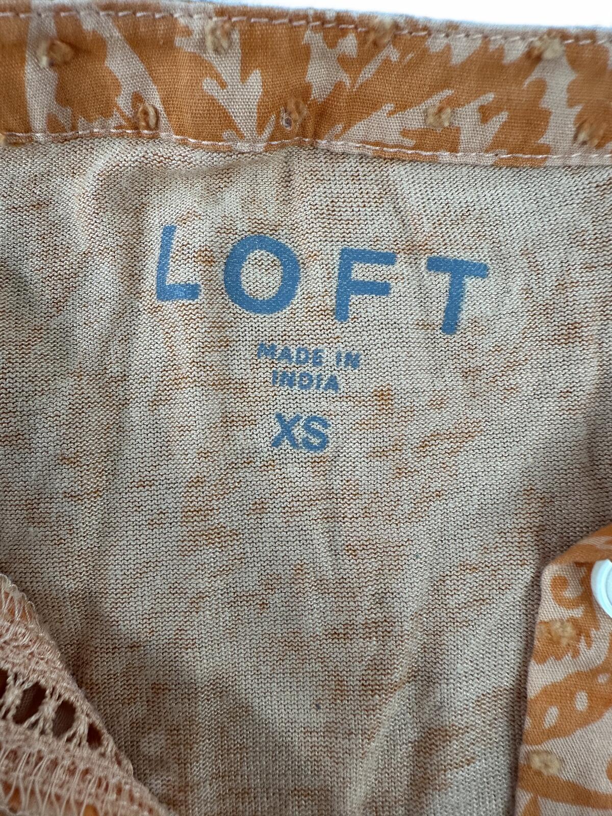 LOFT Sleeveless Orange Paisley Print Top