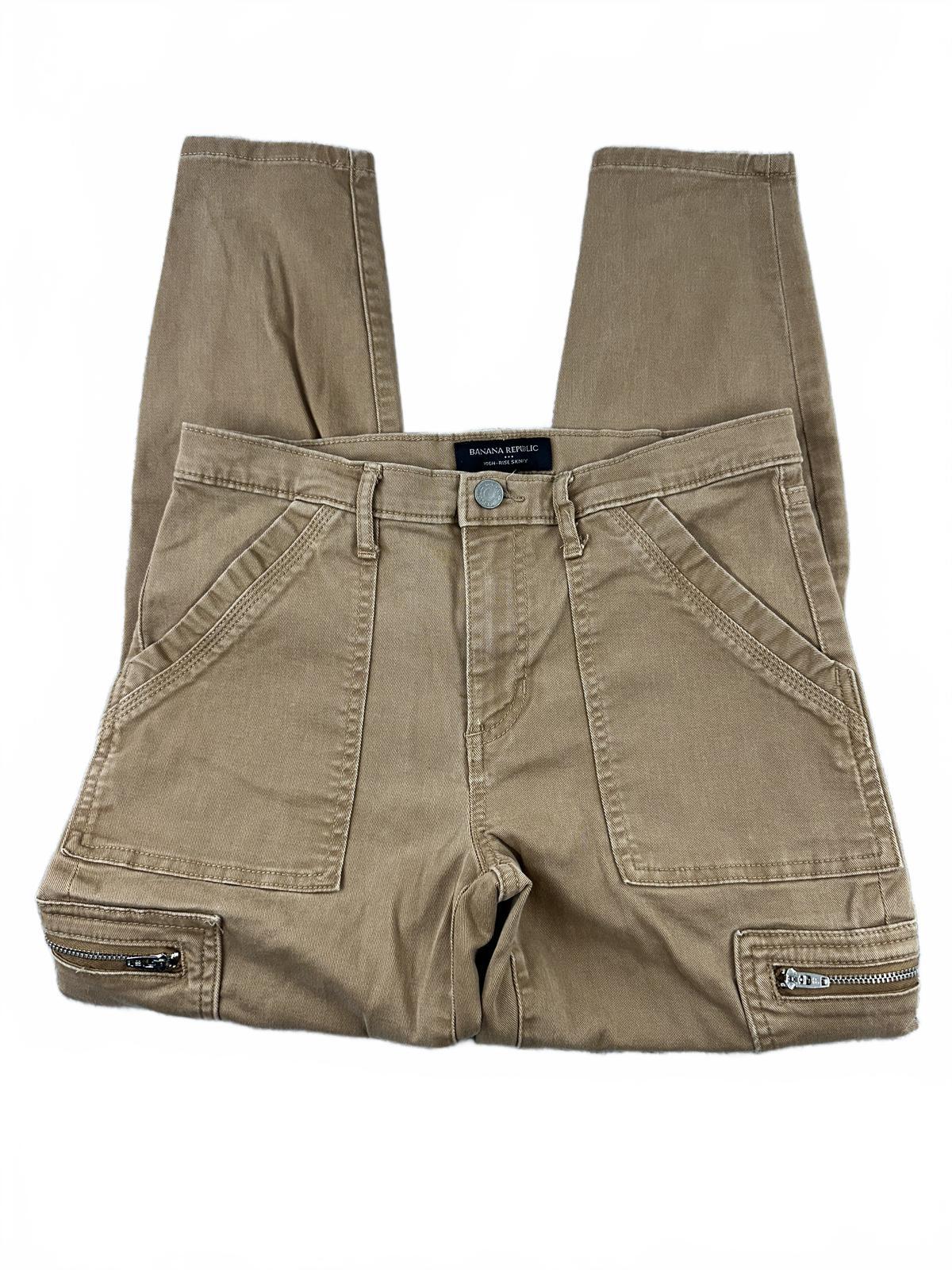 Banana Republic High Rise Skinny Cargo Pants in Tan Brown Y2K