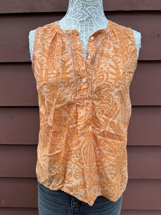 LOFT Sleeveless Orange Paisley Print Top